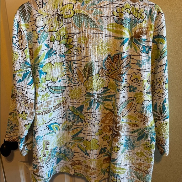 J. Bee Rayon Button Down V Neck Women’s Blouse 3/4 Length Sleeve Blouse Sz L - Picture 8 of 10